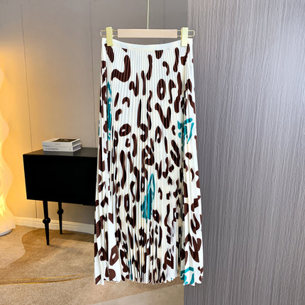 Miyake 2025 New Niche Design Slim-Fit Top and Skirt Set for Women, Pleated Print Two-Piece Set
