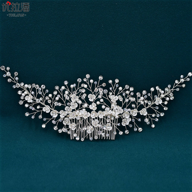 Youlapan Bridal Flower Hair Comb Handmade Pearl Hair Accessory Fashionable Versatile Hair Accessory for Going Out Hp571