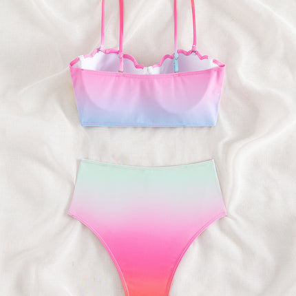 New Foreign Trade Bikini Sexy Underwire Push-Up High-Waisted Split Swimsuit Women's Cross-Border Bikini European and American Swimwear