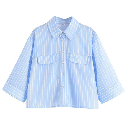 European and American Style Amazon Aliexpress Popular Fashion Trend Versatile Multi-Color Casual and Comfortable Wide-Sleeved Shirt