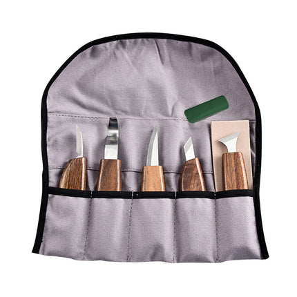 Square Handle Carving Knife, Wood Carving Knife, Cloth Bag Set, 6-Piece Set, Wood Carving Knife, Scoop Knife, Woodworking Carving Knife, Handmade Wood Carving Knife