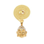 Diamond-encrusted portrait pendant +3mm Cuban chain