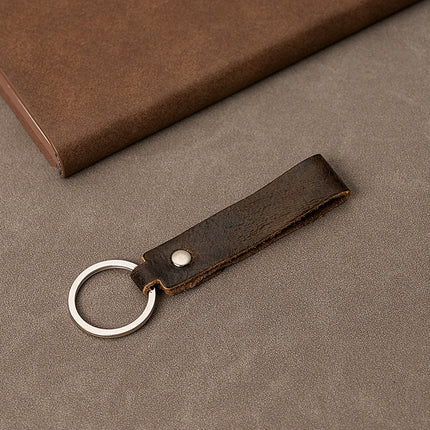 Spot Retro Cowhide Rope Leather Keychain Car Men and Women Personality Creative Leather Key Chain Pendant Key Rope