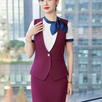 Professional suit Summer Hotel Front Desk Tooling Beautician Work Clothes Female 2024 New Catering Uniform Vest