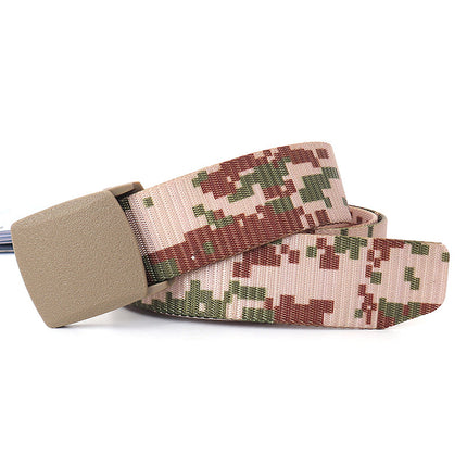 Security check camouflage nylon belt men's tactical belt women's automatic buckle pants belt woven cross-border wholesale