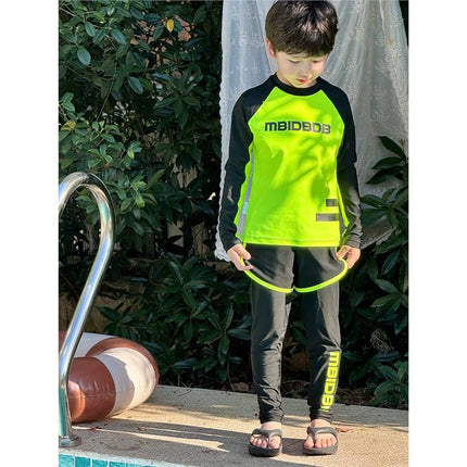 Boys' Swimwear 2025 New Model, Two-Piece Professional Long-Sleeve Children's Summer Quick-Dry Swim Trunks Swimming Set