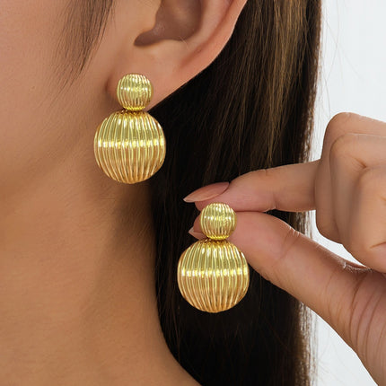 European and American Cross-Border Supply Elegant Simple Geometric Earrings Round Texture Round Earrings Women's Elegant Versatile Earrings