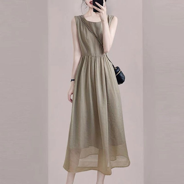 Gentle Style Age-reducing Elegant Niche Sleeveless Dress Summer New Women's Clothing Tea Break French Fashionable Slimming Skirt