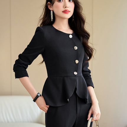Cross-Border Black Suit Set for Women, New Design for Spring, Autumn and Winter, Jewelry Store Workwear, Beauty Salon Front Desk Uniform