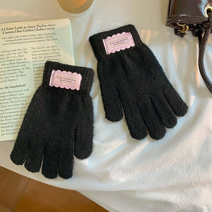 Wool Blended Candy Color Pure Color Gloves Autumn and Winter Sweet Cold-Proof and Warm Cycling Couple Gloves with Touch Screen