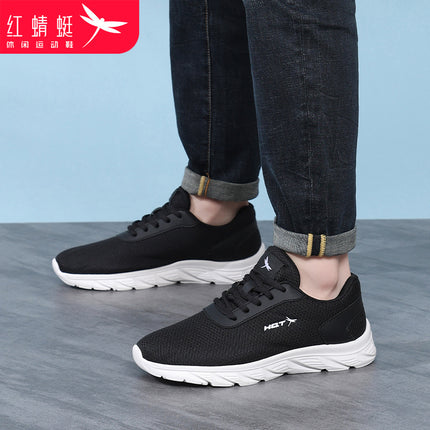 Red Dragonfly Men's Shoes Summer Shoes Casual Sports Mesh Shoes Men's Breathable New Running Summer Deodorant Black