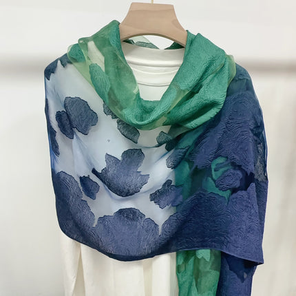 Three-dimensional Flower Cutting Scarf Women's Spring and Autumn Korean-style Organza Rose Long Scarf Gauze Dual-use Shawl