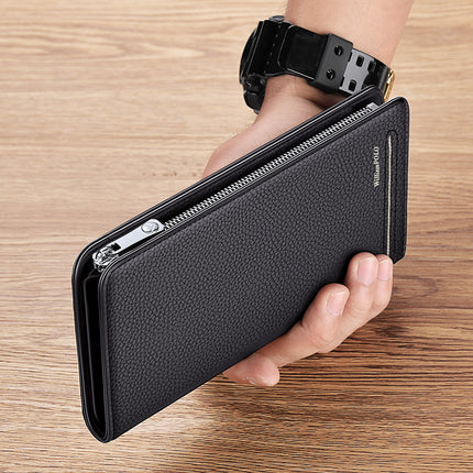 King Paul Card Holder Men's Long Genuine Leather Anti-theft Brush Multi-Card Holder Wallet Large Capacity Card Holder Card Holder for Men