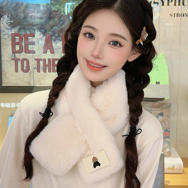 New Style Plush Scarf Otter Fur Scarf Women's Korean Style Autumn and Winter Imitation Rabbit Fur Collar Student Thickened Warm Collar