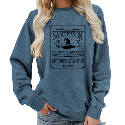 Sanderson Bed Breakfast Printed Round Neck Women's Top Sweatshirt Autumn and Winter Amazon Loose