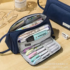 Oxford cloth triangle pencil case [dark blue]
