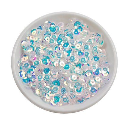 6MM round curved surface hole PVC sequins jewelry accessories concave and convex surface wholesale flat bottom hexagonal sewing clothing beads