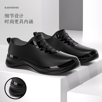Fashionable Rain Boots for Women, Spring and Autumn Short-Tube Waterproof Shoes for Outer Wear, Non-Slip Kitchen Work Plus Velvet Warm Rain Boots Cross-Border