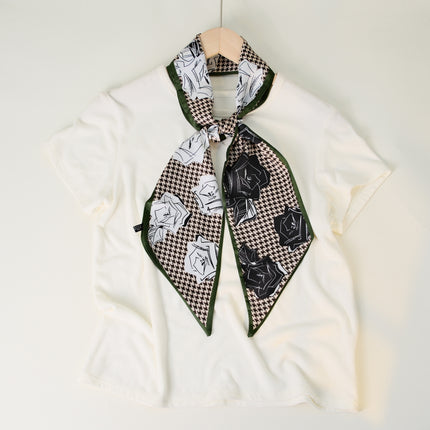 2025 European and American-style Beveled Silk Scarf Cross-border Silk Cashew Dot Long High-end Ribbon Scarf Women's Belt
