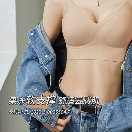 Liquid Foundation Seamless Underwear Jelly Soft Support Semi-fixed Cup No Steel Ring Breathable Comfortable Naked Women's Underwear