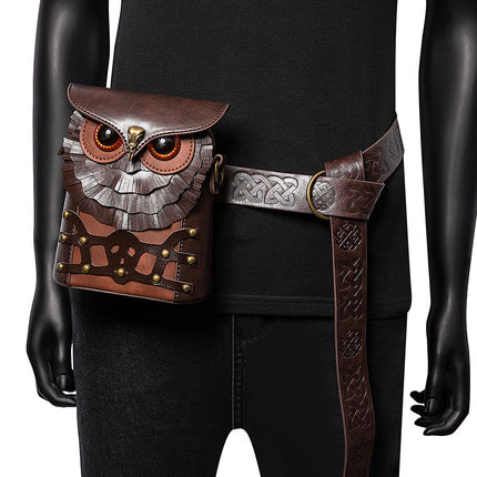 TEMU Medieval Colored Studded PU Leather Women's Shoulder Bag Medieval Steampunk Owl MINI Satchel