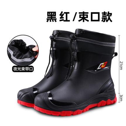 Men's Velvet Short Rain Boots 2025 New Style Anti-Slip Waterproof Wear-Resistant Water Boots Rain Boots Fishing Work Rubber Shoes for Men