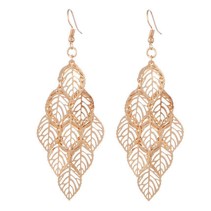 Cross-Border European and American Bridal Leaf Headband Baroque Golden Leaf Headdress Bracelet Earrings Arm Ring Hairpin Hair Accessories