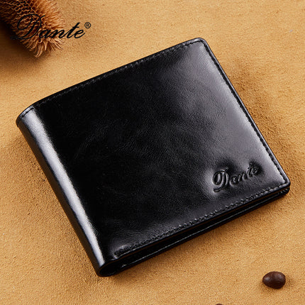 Amazon Explosions Oil Wax Head Layer Cowhide Men's Wallet Business Short RFID Anti-theft Brush Foreign Trade Factory Wholesale