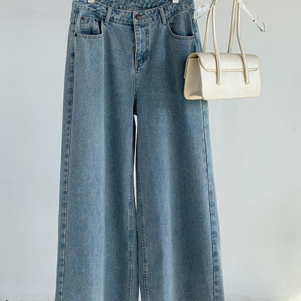 Dorothy Spring South Korea Vintage Washed Low-rise Loose Wide-leg Dash Jeans Women's All-match Casual Pants