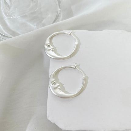 European and American fashion cold wind moon inlaid rhinestone personality earrings cross-border simple moon ring earrings earrings