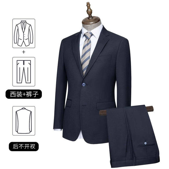 High-end Men's Suit Men's Suit navy blue Machine Washable Wool Suit Jacket Men's Best Man Group Clothing Business Wear