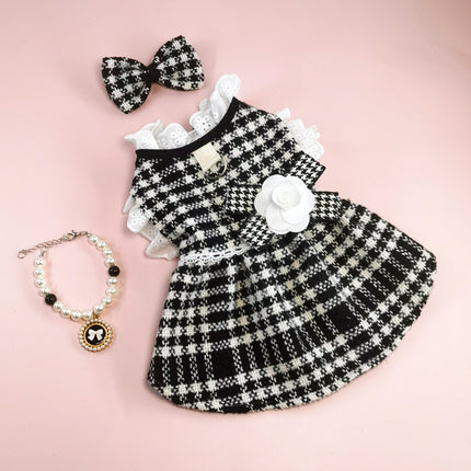New INS Trendy Small Chanel Style Dog Clothes Houndstooth Cat Pet Clothing Autumn and Winter Coat Cross-border Cat