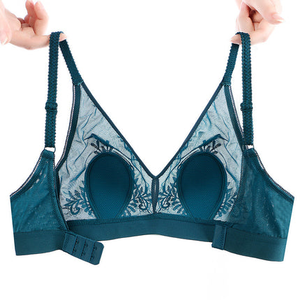 2181# Crystal Cup Lightweight Comfortable Breathable Push-up Bra Sexy Lace Anti-bump No Steel Ring Large Size Underwear