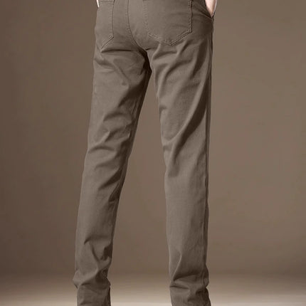 2026 New Summer Thin Trendy Slim-Fit Business Trousers for Men, High-End Pure Cotton Stretch Straight-Leg Casual Pants