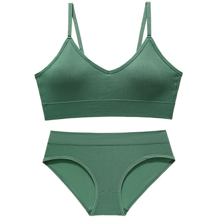 Underwear Women's Big Chest Showing Small Thin French Style Triangle Cup Bra Set No Steel Ring Beautiful Back Base Camisole