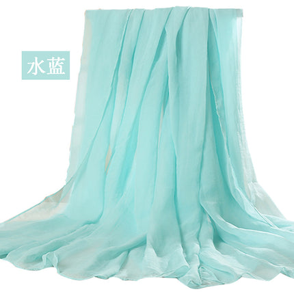 Simulated Silk Scarf Women's Long Oversized Red Gauze Scarf Sun Protection Shawl Beach Towel Catwalk Performance Pure Color Thin Section