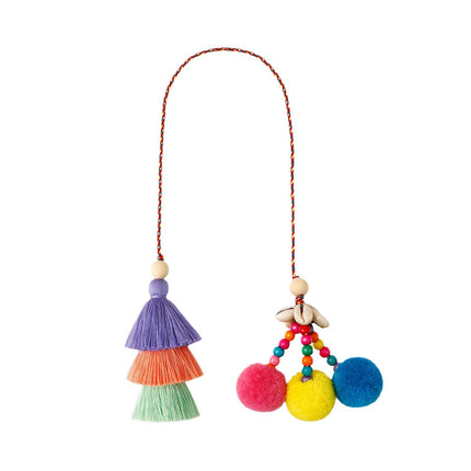 Vintage Ethnic Style Bag Hanging Ornaments Bohemian Ocean Style Handmade DIY Woven Fur Ball Shell Tassel Pendant