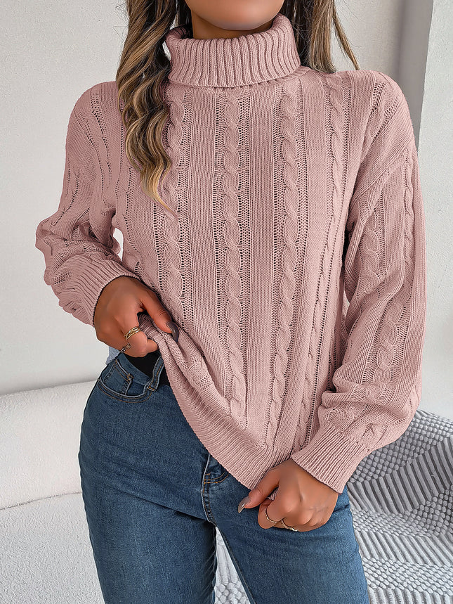 Big Sale 2024 Autumn and Winter Casual Pure Color Twist Long-Sleeved Turtleneck Sweater Independent Cross-Border European and American Clothing