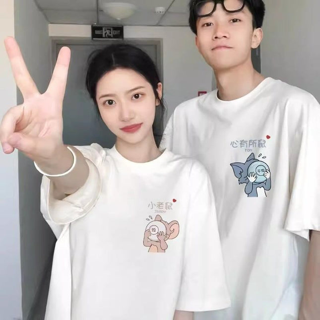 Same Color Couple Dress 2024 New Summer Niche High-end Sense Internet Celebrous Trend Pure Cotton Short-sleeved T-shirt suit Women
