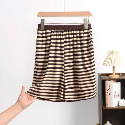 Cross-Border Summer Striped Modal Shorts Women's Home Pants Japanese-Series Loose Outer-Wearing plus size Bit Cotton Home Pants