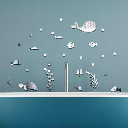 JM593 Ocean World cartoon acrylic wall children's room living room layout self-adhesive mirror wall stickers decorations