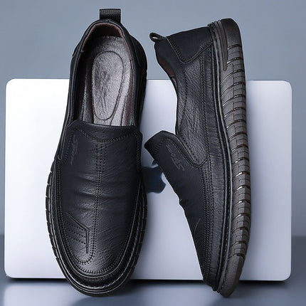 2023 Summer new men's shoes breathable non-slip slip slip-on deodorant versatile comfortable fashion men's leather shoes