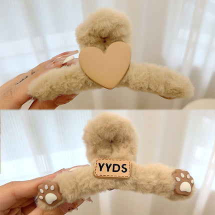 Autumn and Winter plush hairpin female clip headdress furry shark clip cute high-grade sense back head clip high-end hairpin