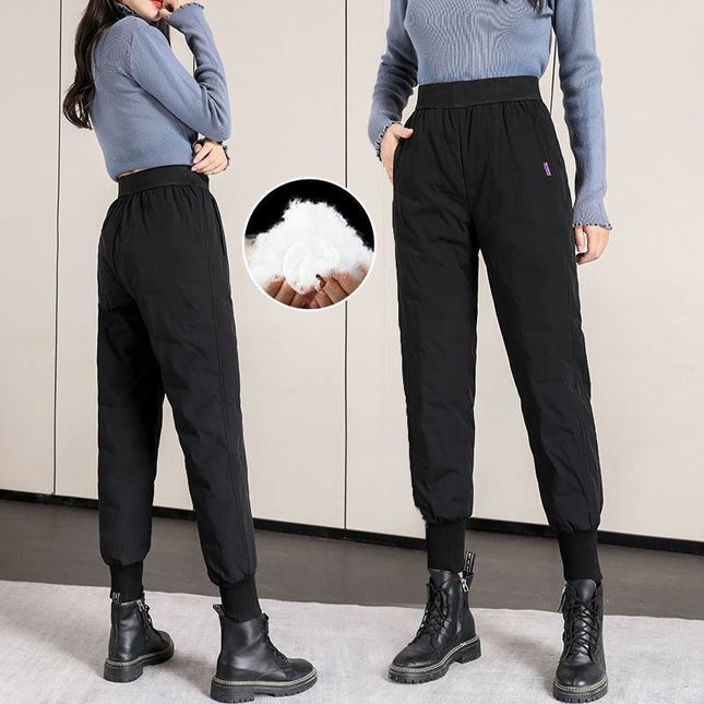 Women's Winter Pants for Outdoor Wear, Fashionable 2025 New Thickened Cotton Pants, Loose High-Waisted, Thickened and Warm, Cuffed Cotton Pants