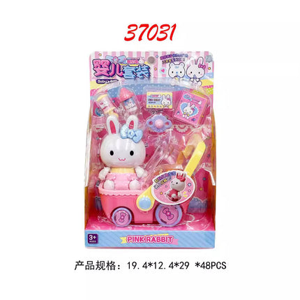 Yiyan pink rabbit kitchen refrigerator mini dressing table cake party simulation medical tools girl play house toy batch