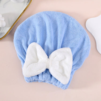 Japanese-Style Bow Coral Fleece Quick-Dry Strong Absorbent Hair Drying Cap Cute Hair Drying Shampoo Shower Cap Turban