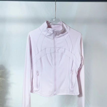 Lulu Yarn Vibration Gold Label Stand Collar Short Jacket Sports Yoga Wear Slimming Sports Jacket for Women