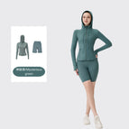 Mysterious green hooded jacket suit / 2/S