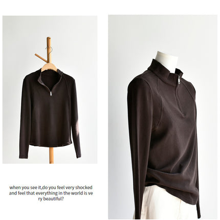 【High Warmth Fleece Sweater】26 Spring/Winter New Women's Faux Wool Thickened Mid-High Collar Brushed Long Sleeve Sweatshirt Fleece Sweater