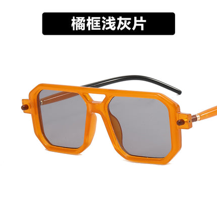 2023 New Double-Beam Glasses Frame Square Frame Fashion Sunglasses European and American Internet Celebrity Street Photography Sunglasses Ins Sunglasses
